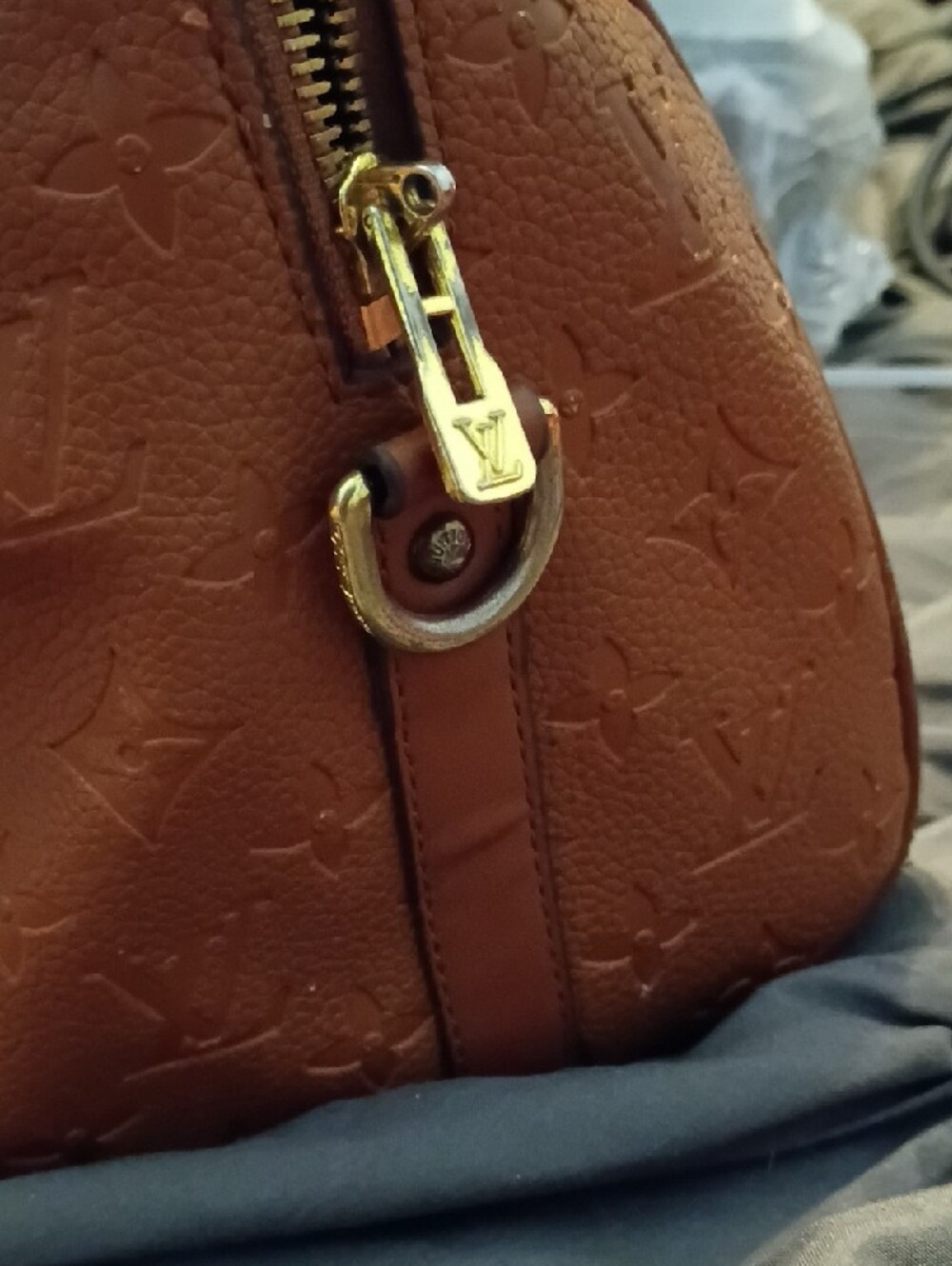 Louis Vuitton Tan Monogram Embossed Leather Satchel with Gold Hardware - Picture 3 of 7